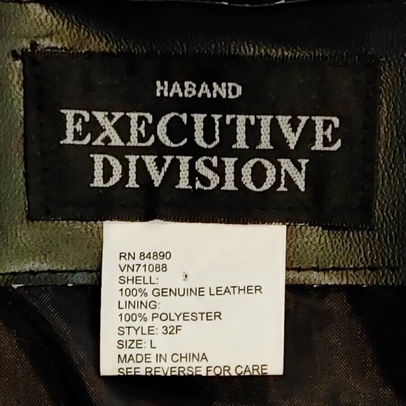 Haband Executive Division Genuine Leather Jacket Patchwork Men's LARGE - Picture 4 of 9